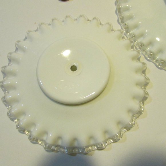 Fenton silver crest tidbit tray white with clear trim 2 tier serving plate - Picture 12 of 12